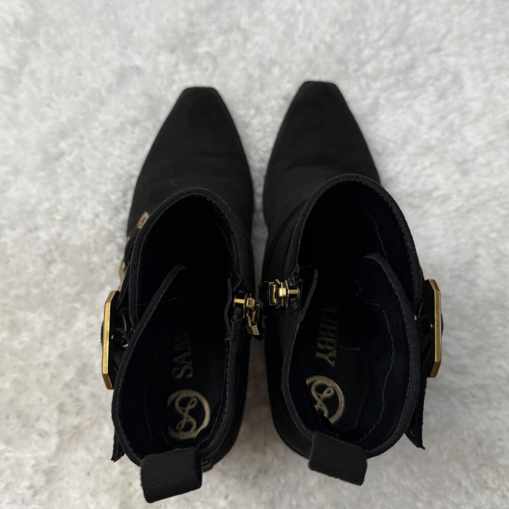 Sam and Libby Boots Gold Buckle And Black Suede Size 7.5 - Picture 5 of 10